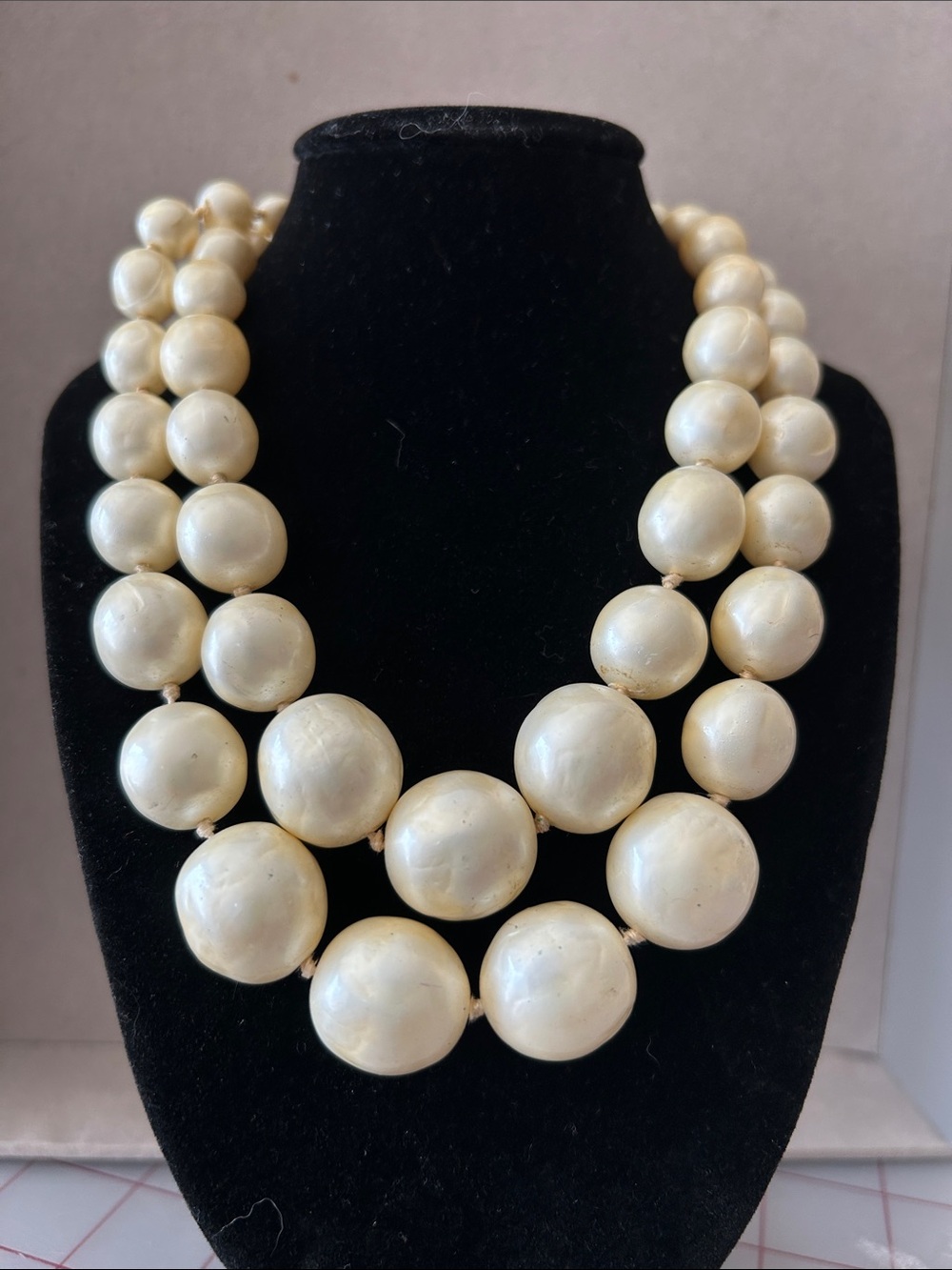 Vintage Ivory Pearl-Style Double Strand Necklace